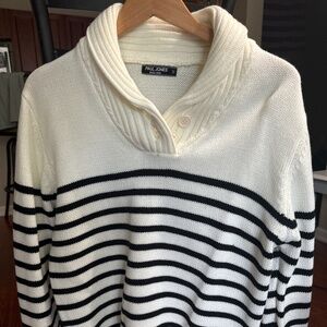 Paul Jones Knit Striped Sweater White/Black